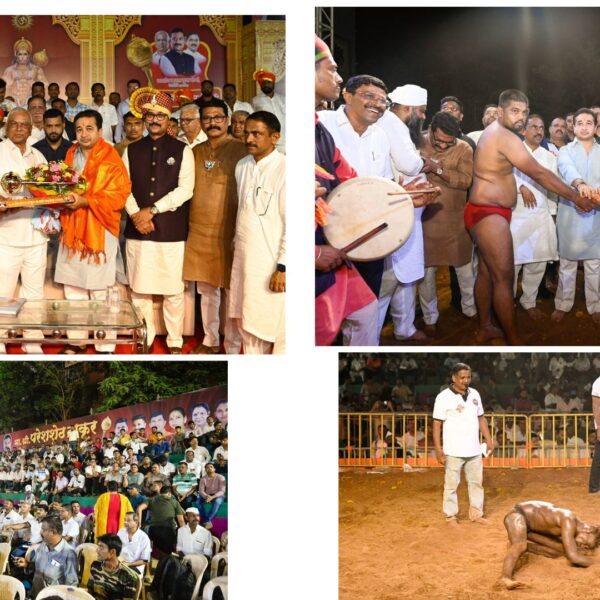 पनवेलच्या आखाड्यात मल्लांची गर्जना; पालकमंत्री नितेश राणेंच्या हस्ते कुस्त्यांचा शुभारंभ