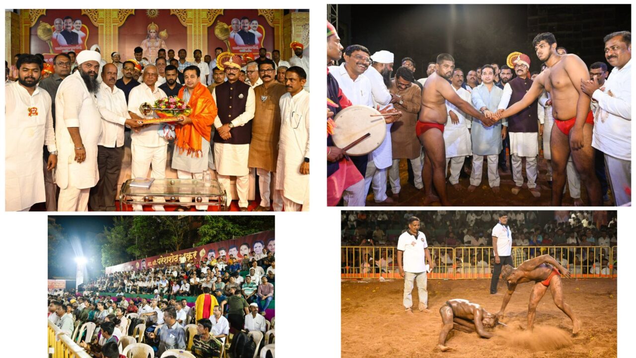 पनवेलच्या आखाड्यात मल्लांची गर्जना; पालकमंत्री नितेश राणेंच्या हस्ते कुस्त्यांचा शुभारंभ