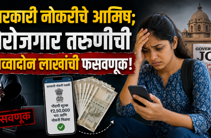 सरकारी नोकरीचे आमिष; बेरोजगार तरुणीची सव्वादोन लाखांची फसवणूक!