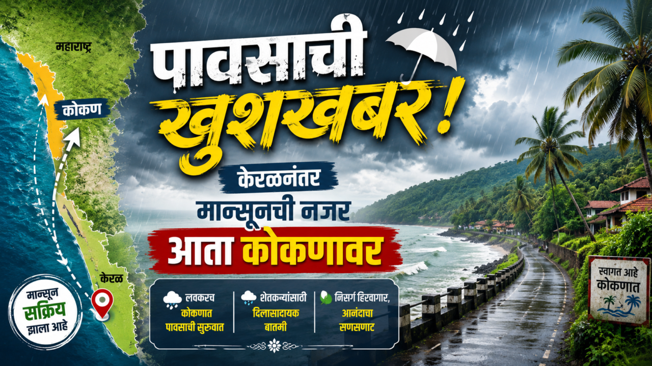 पावसाची खुशखबर! केरळनंतर मान्सूनची नजर आता कोकणावर