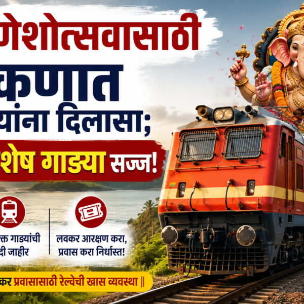 🚩 गणेशोत्सवासाठी कोकणात जाणाऱ्यांना दिलासा; रेल्वेच्या विशेष गाड्या सज्ज!