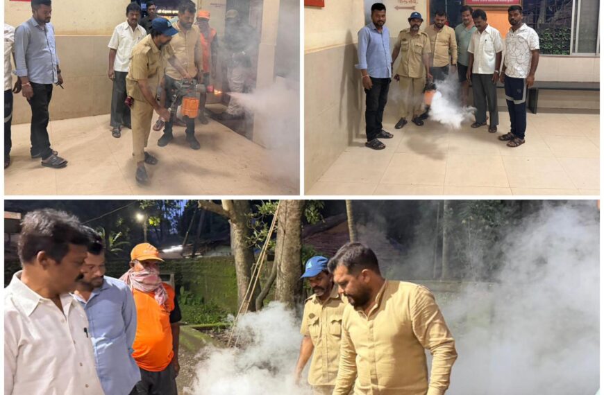 कुडाळ एसटी बसस्थानक आवारात डास प्रतिबंधक फवारणी