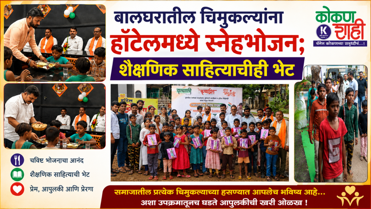 बालघरातील चिमुकल्यांना हॉटेलमध्ये स्नेहभोजन; शैक्षणिक साहित्याचीही भेट
