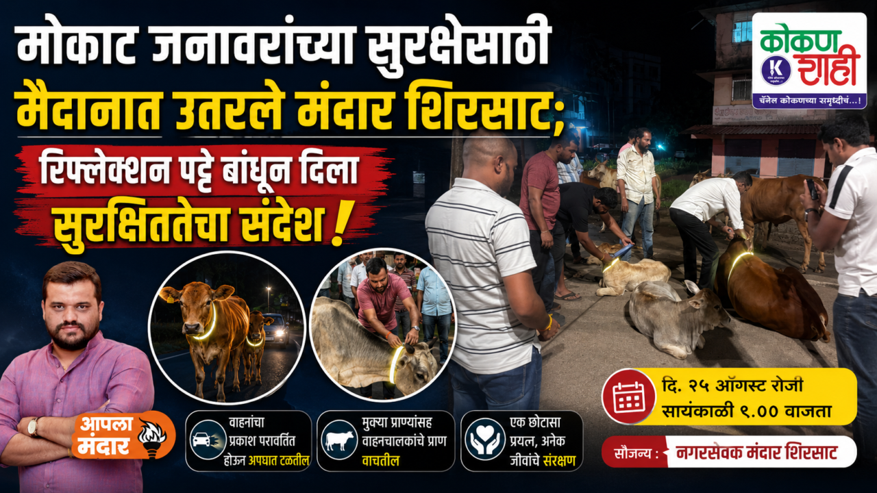 मोकाट जनावरांच्या सुरक्षेसाठी मैदानात उतरले मंदार शिरसाट; रिफ्लेक्शन पट्टे बांधून दिला सुरक्षिततेचा संदेश!