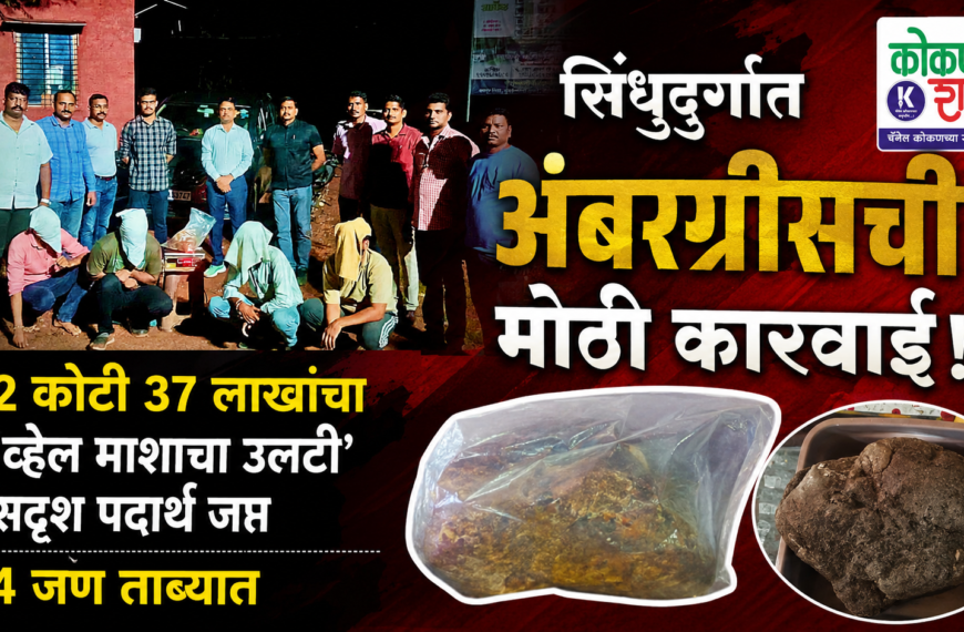 🚨 सिंधुदुर्गात अंबरग्रीसची मोठी कारवाई; 2 कोटी 37 लाखांचा ‘व्हेल माशाचा उलटी’सदृश पदार्थ जप्त, 4 जण ताब्यात