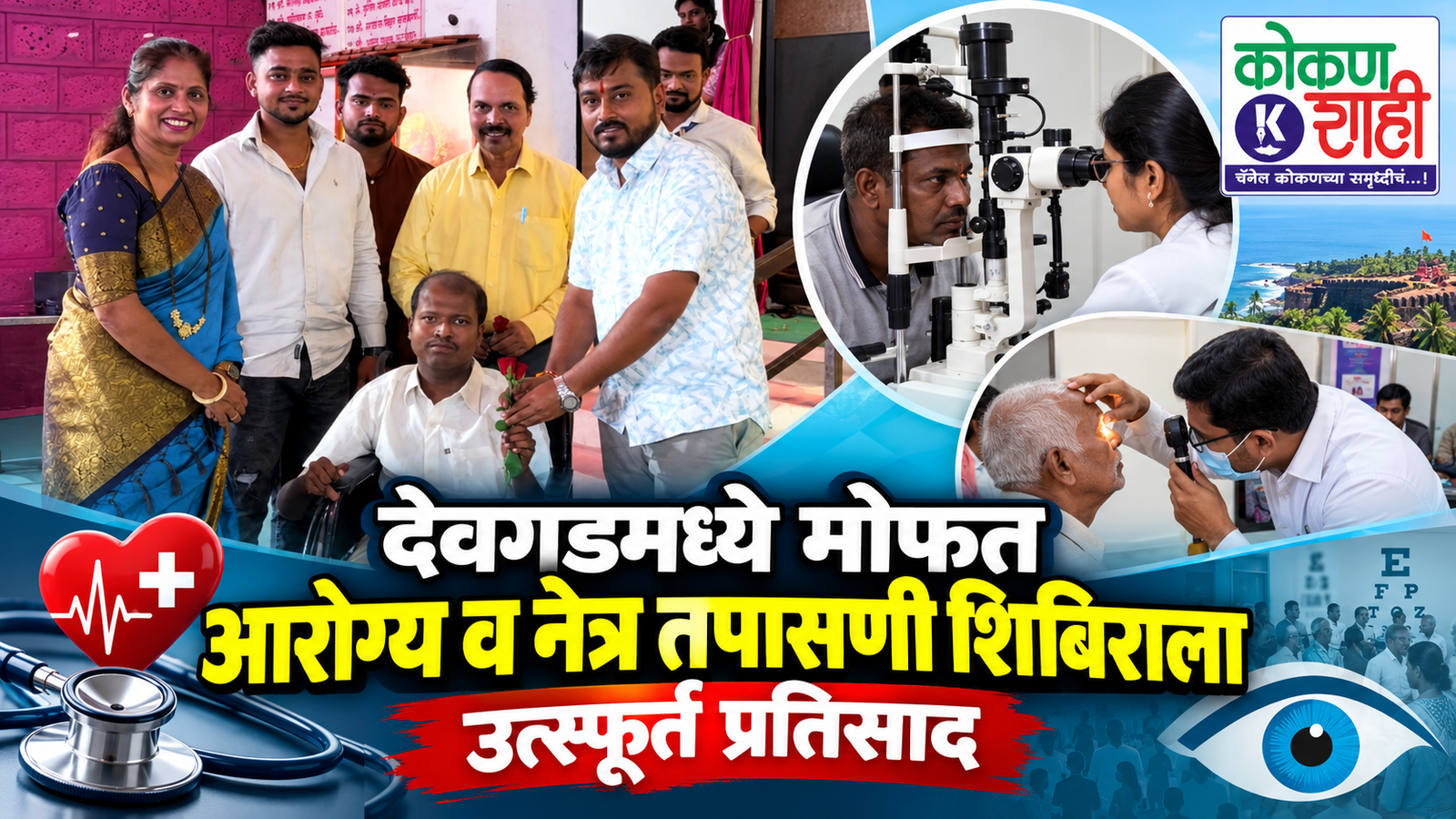 देवगडमध्ये मोफत आरोग्य व नेत्र तपासणी शिबिराला उत्स्फूर्त प्रतिसाद