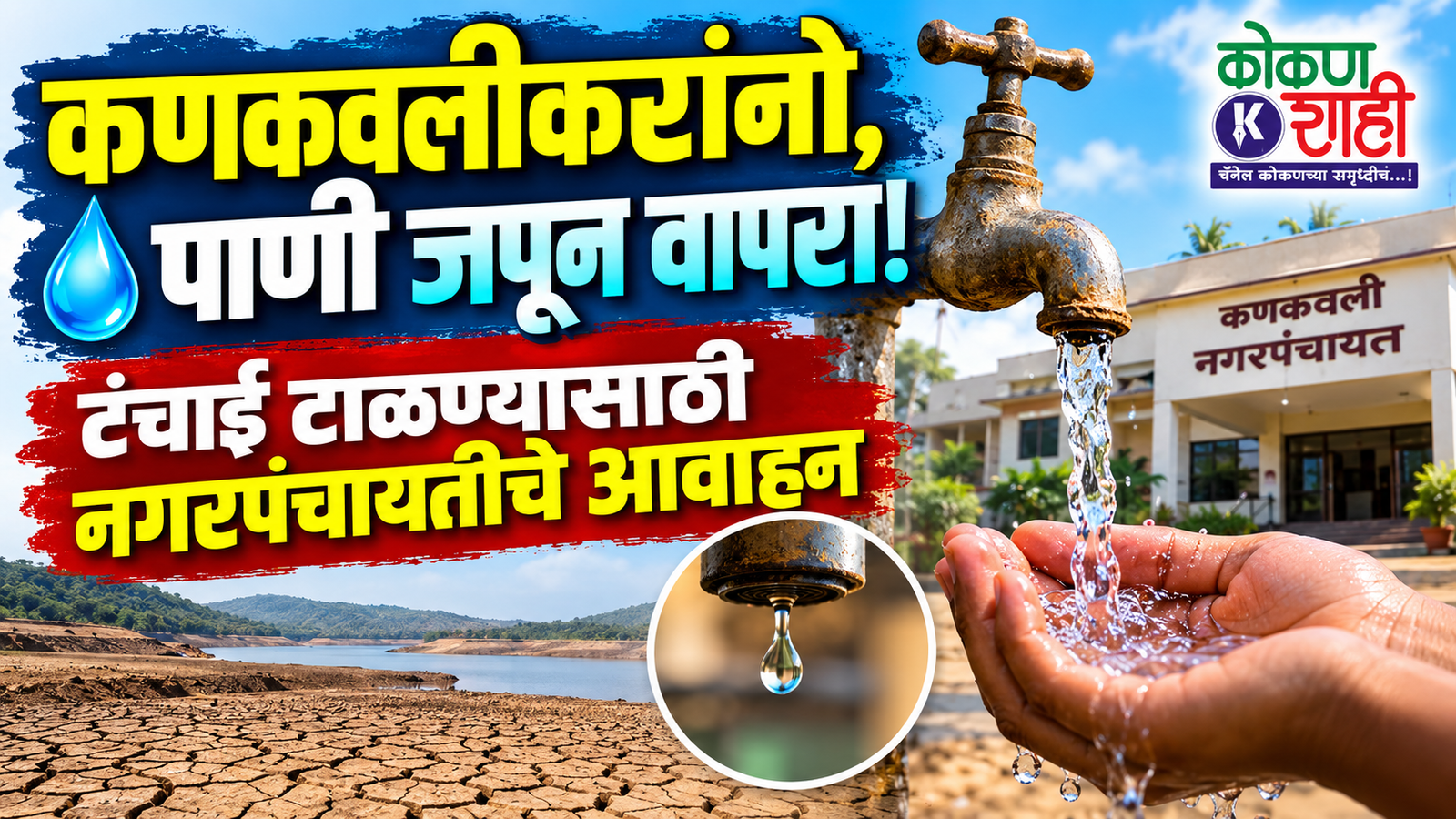 💧 कणकवलीकरांनो, पाणी जपून वापरा! टंचाई टाळण्यासाठी नगरपंचायतीचे आवाहन